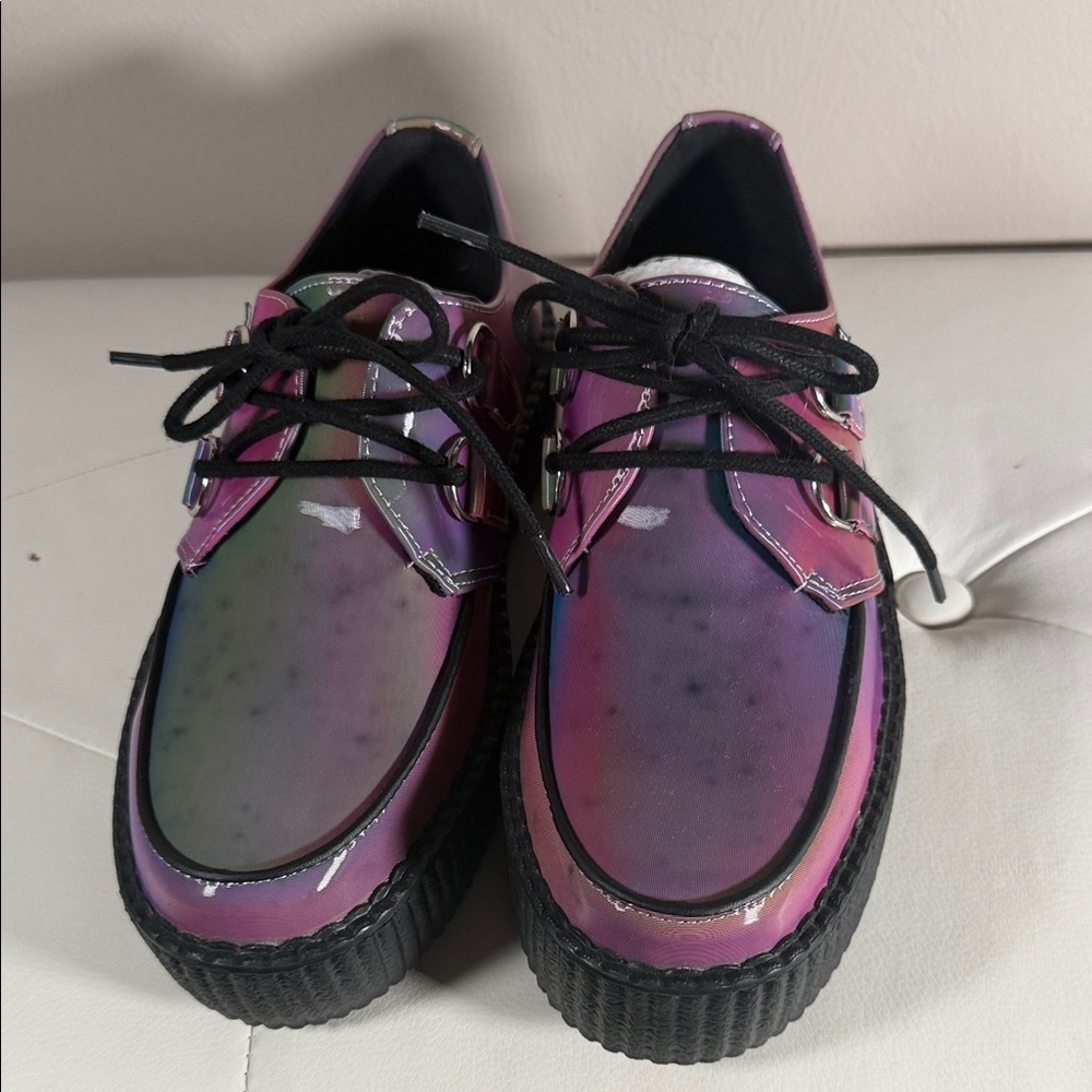 TUK Iridescent Pink and Purple Platform Shoes - Picture 2 of 12